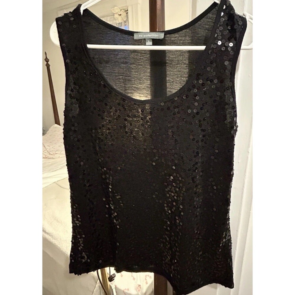 New York & Company Collection Women's Black Sleeveless Sequin Top Size L